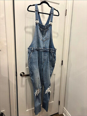 Old Navy Distressed Blue Denim Overalls 20